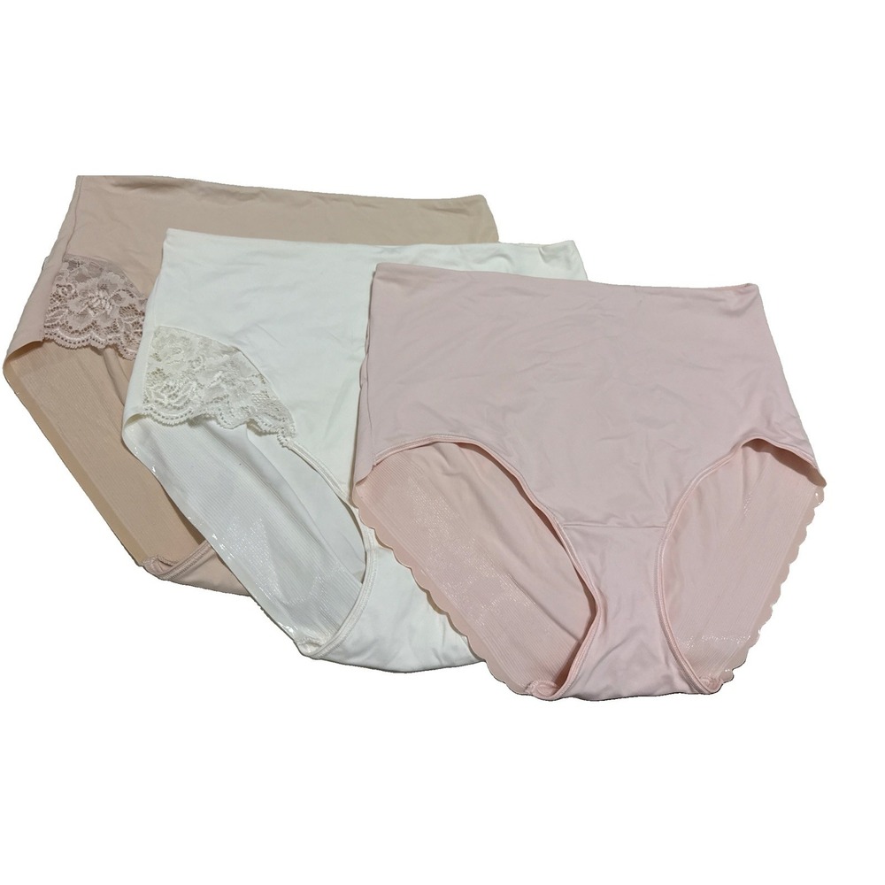 Soma Women's Retro Brief Lot 3 Pink & Beige Lace Trim Ivory Lace Trim XXL NWOT